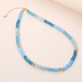 Gold Accent Spacer Marbled Resin Beaded Necklace