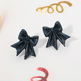 Glitter Bow Stud Earrings
