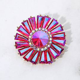 Radiant Gemstone Flower Pin Brooch