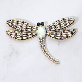 Sparkling Stone Embellished Dragonfly Pin Brooch