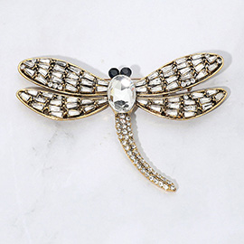 Sparkling Stone Embellished Dragonfly Pin Brooch