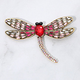 Sparkling Stone Embellished Dragonfly Pin Brooch