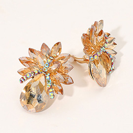 Teardrop Stone Accented Clip on Evening Earrings