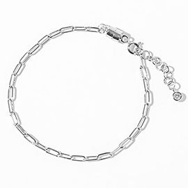 White Gold Dipped Paperclip Chain Link Magnetic Bracelet