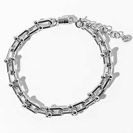 White Gold Dipped Industrial Link Chain Bracelet