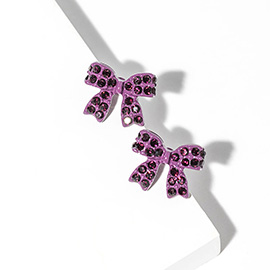 Crystal Rhinestone Bow Stud Earrings