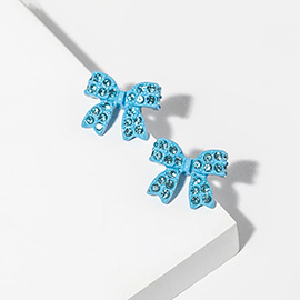 Crystal Rhinestone Bow Stud Earrings