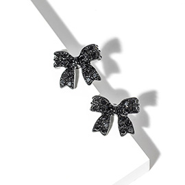 Crystal Rhinestone Bow Stud Earrings