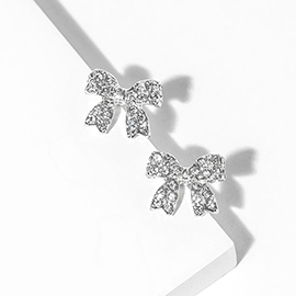 Crystal Rhinestone Bow Stud Earrings