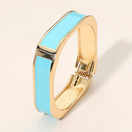 Enamel Inlay Rectangular Hinged Bangle Bracelet