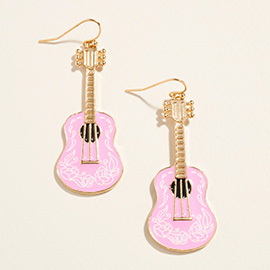 Enamel Guitar Drop Dangle Earrings