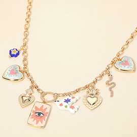 SECRET BOX_Chunky Mixed Symbolic Charm Station Necklace