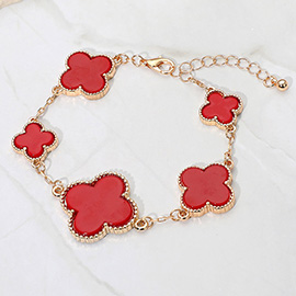 Five Quatrefoil Charm Link Chain Bracelet