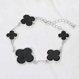Five Quatrefoil Charm Link Chain Bracelet