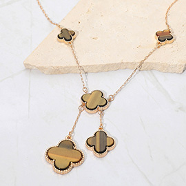 Layered Quatrefoil Drop Pendant Necklace