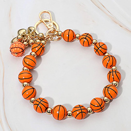 Basketball Beaded Keychain Bracelet