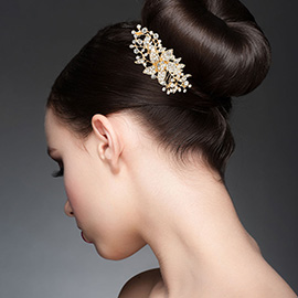 Rhinestone Paved Flower Center Branch Hair Comb