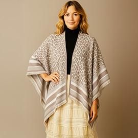 Leopard Pattern Print Ruana Poncho