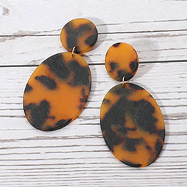 Resin Oval Tortoise Plate Drop Earrings