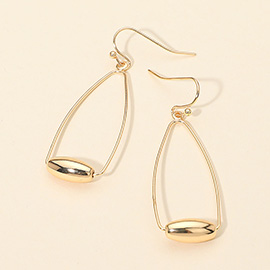 Metal Bead Accent Teardrop Wire Frame Drop Earrings