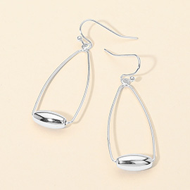Metal Bead Accent Teardrop Wire Frame Drop Earrings