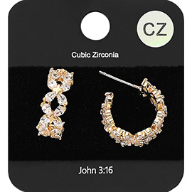 Marquise CZ Stone Petal Floral Link Hoop Evening Earrings