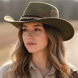 Bow Beaded Band Rustic Vintage Distressed Western Cowgirl Fedora Hat