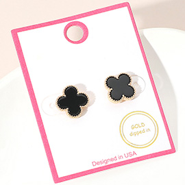 Gold Dipped Quatrefoil Stud Earrings