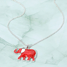 Enamel Elephant Pendant Necklace