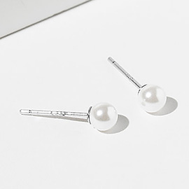 White Gold Dipped Swarovski Pearl Stud Earrings
