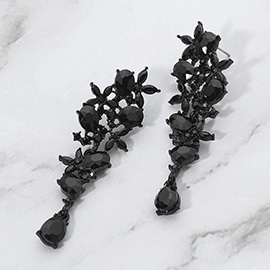 Floral Gem Cluster Drop Evening Earrings