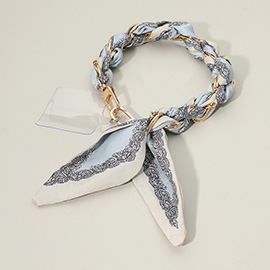 Patterned Fabric Scarf Chain Phone Holder Bracelet Wristlet Strap