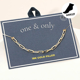 18K Gold Filled Rectangular Paperclip Chain Anklet