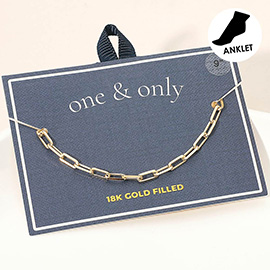 18K Gold Filled Rectangular Paperclip Chain Anklet