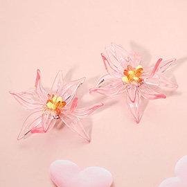 Bold Oversized Resin Petal Flower Statement Earrings