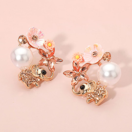 Elephant Flower Pearl Earrings