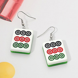 Resin Mahjong Tile Dangle Earrings