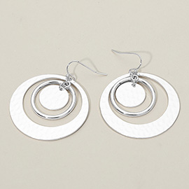 Hammered Metal Triple Circle Dangle Earrings