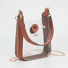 Transparent Faux Leather Chain Shoulder Mini Crossbody Bag