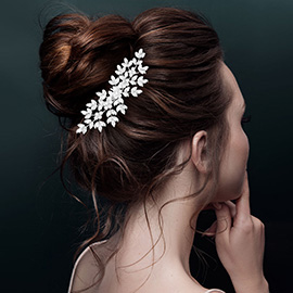 Marquise CZ Stone Cluster Leaf Vine Hair Comb