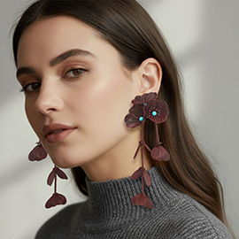 Bold Cutout Floral Drop Statement Earrings