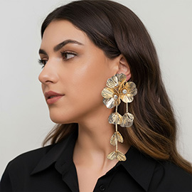 Bold Cutout Floral Drop Statement Earrings
