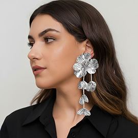 Bold Cutout Floral Drop Statement Earrings