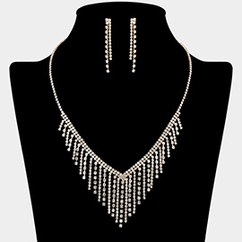 Cascading Fringe Rhinestone Necklace