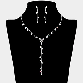 CZ Marquise Stone Cluster Leaf Vine Necklace