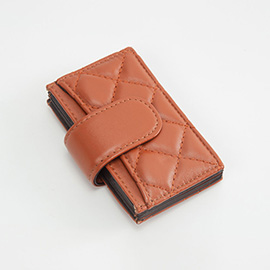 Quilted Faux Leather Snap Closure Card Holder Wallet
