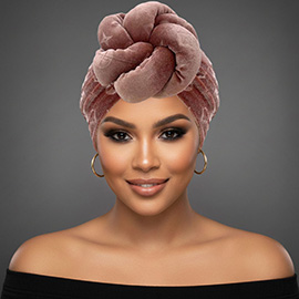 Sculpted Floral Knot Accent Turban Hair Wrap