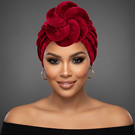 Sculpted Floral Knot Accent Turban Hair Wrap