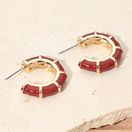 Enamel Bamboo Hoop Earrings