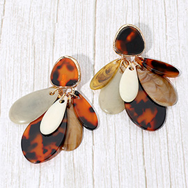 Layered Resin Teardrop Statement Earrings